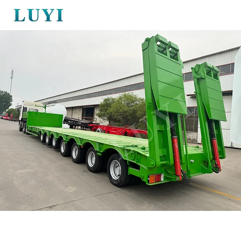 Hot selling 7 Axles Extendable low bed semi trailer Lowbed Hydraulic axis semi-trailer