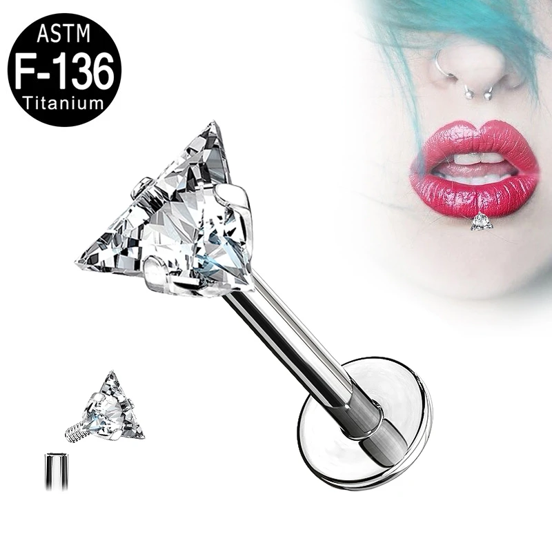 2022 The Latest Design Jewelry Three Prong Set Heart CZ Top  Internally Threaded Monroe Labret Piercing Wholesale