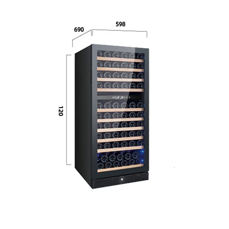 Bacchus Wine Refrigerator Bottles Wooden Shelves for Wine Compressor Dual Zone Wine Cooler Beverage Refrigerator ODM