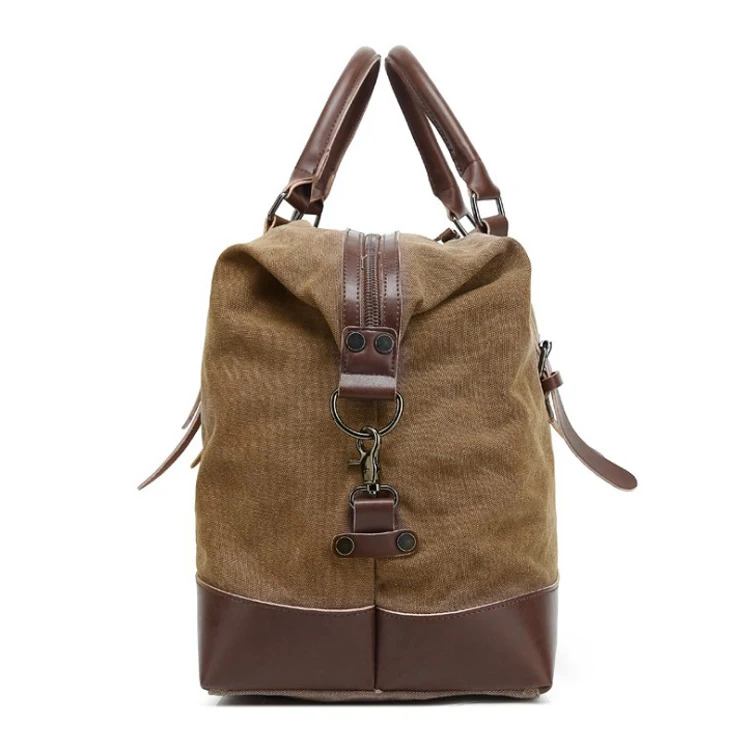 Wholesale custom Men Waxed canvas Waterproof Weekender travel duffel bag long haul large capacity Luggage Canvas Travel Bag