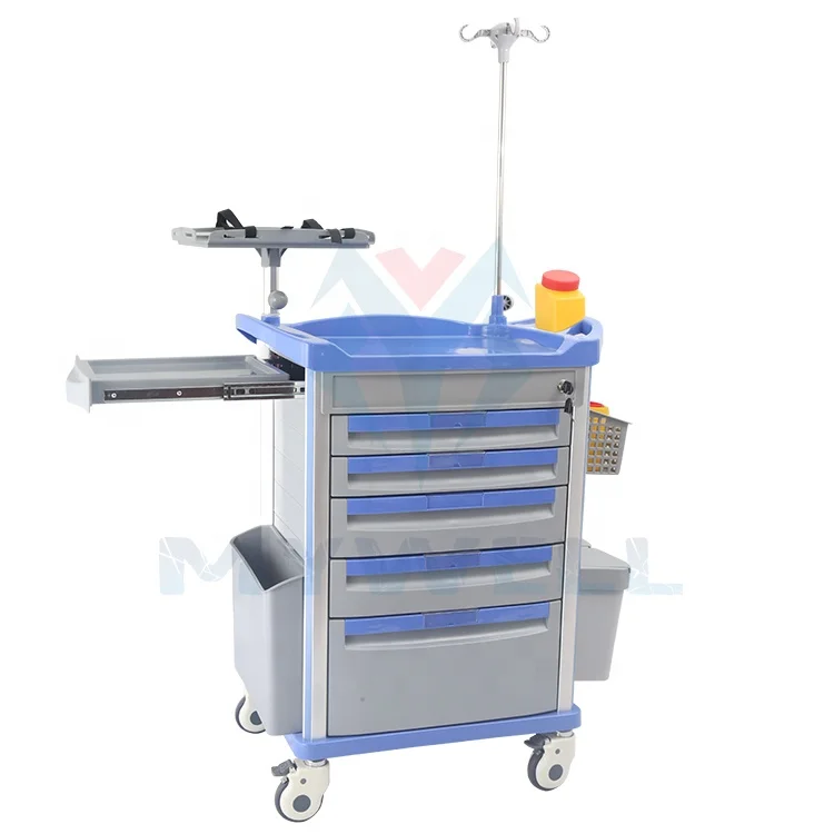 MYWELL Hospital ABS Emergency Trolley Medical With Drawer