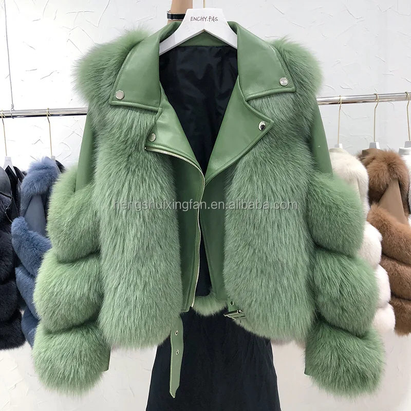 New Winter Thick Warm Leather Fur Jacket Women Real Fox Fur Coat