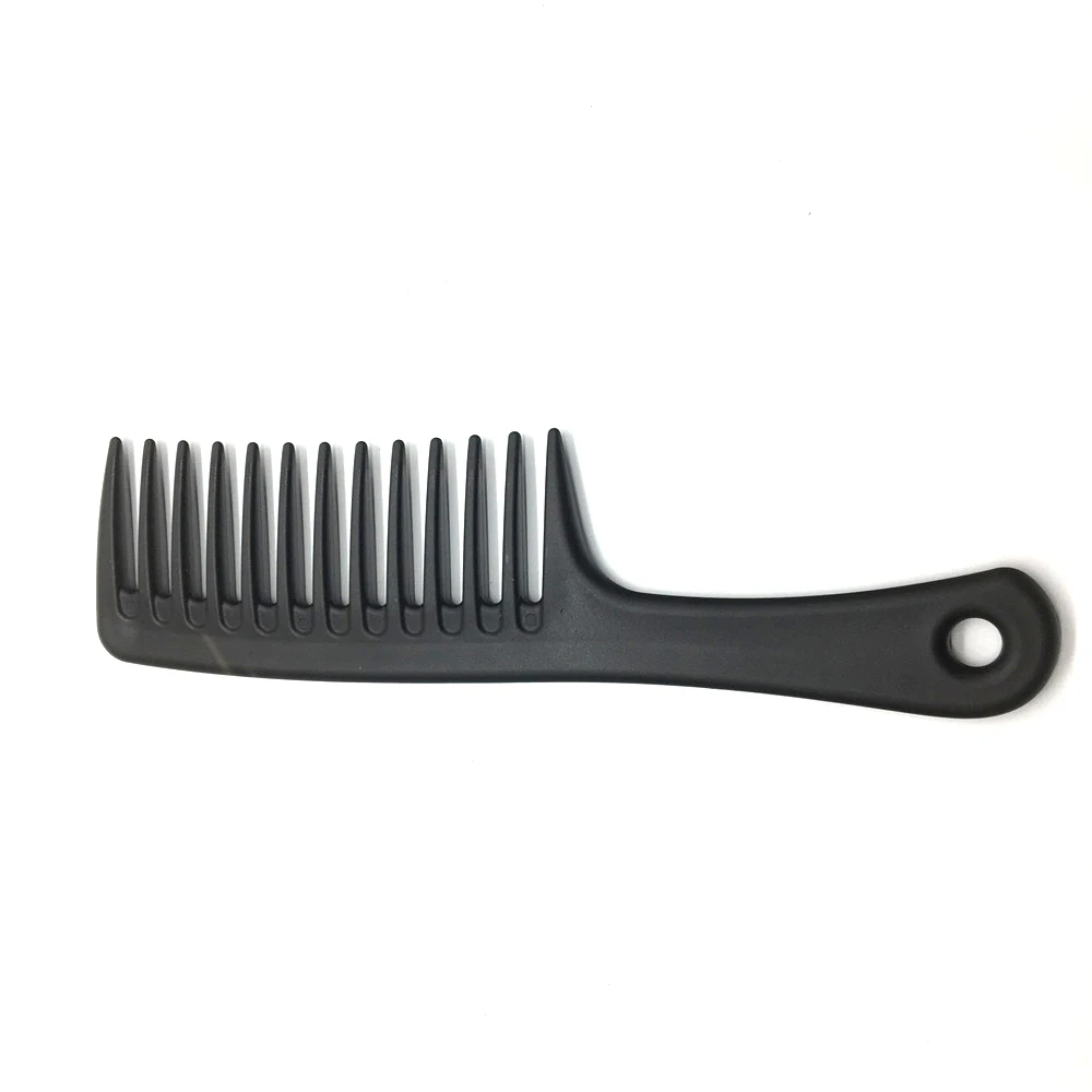 PP material durable plastic custom straight black wide tooth comb handle for all hair types