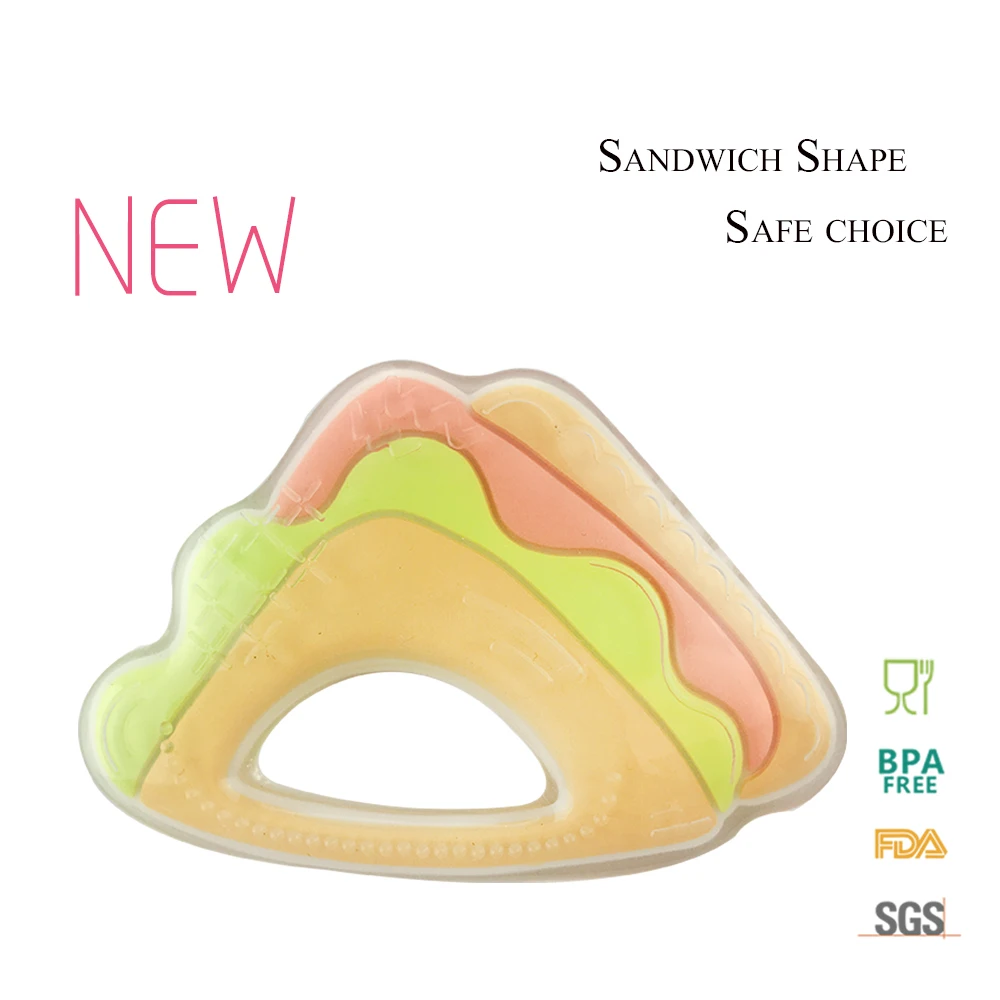 New Custom Sandwich Shaped Baby Teether Toys Non-toxic Silicone Baby Pacifier Teether For Baby Chewing Infant Teething Toys