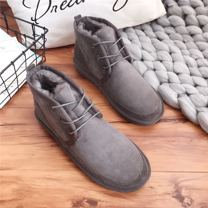 Wholesale Fashionable Walking Style Big Size Women Men Autumn Winter Warm Ankle Neumel Sheepskin Fur Male Snow Boots