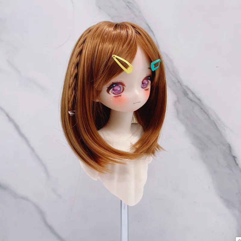 Medium Length Orange Anime Wig Bangs With Short Hair wig Temperament Girl Bjd 3 Points 4 Points 6 Points
