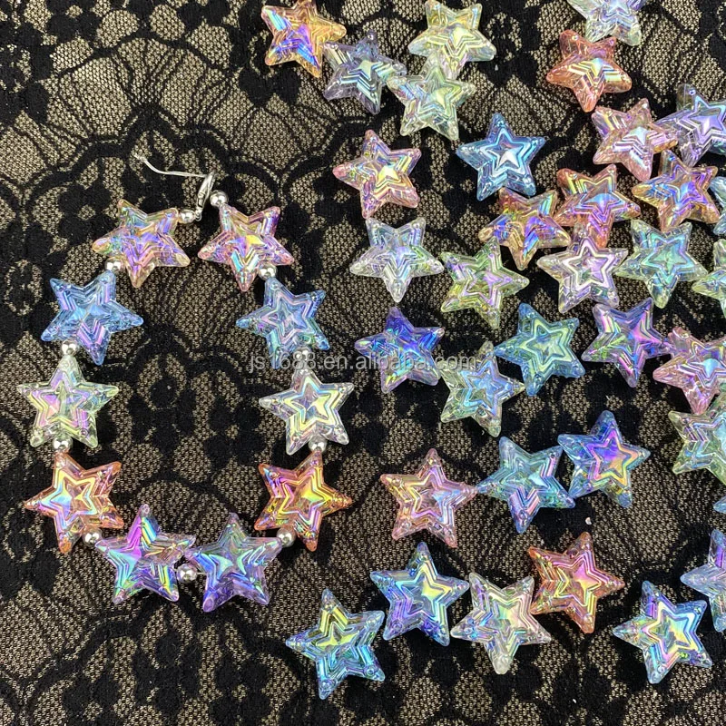 Fashion DIY plating uv 24mm transparent star acrylic beads for jewelry making phone chain keychain accessories wholesale