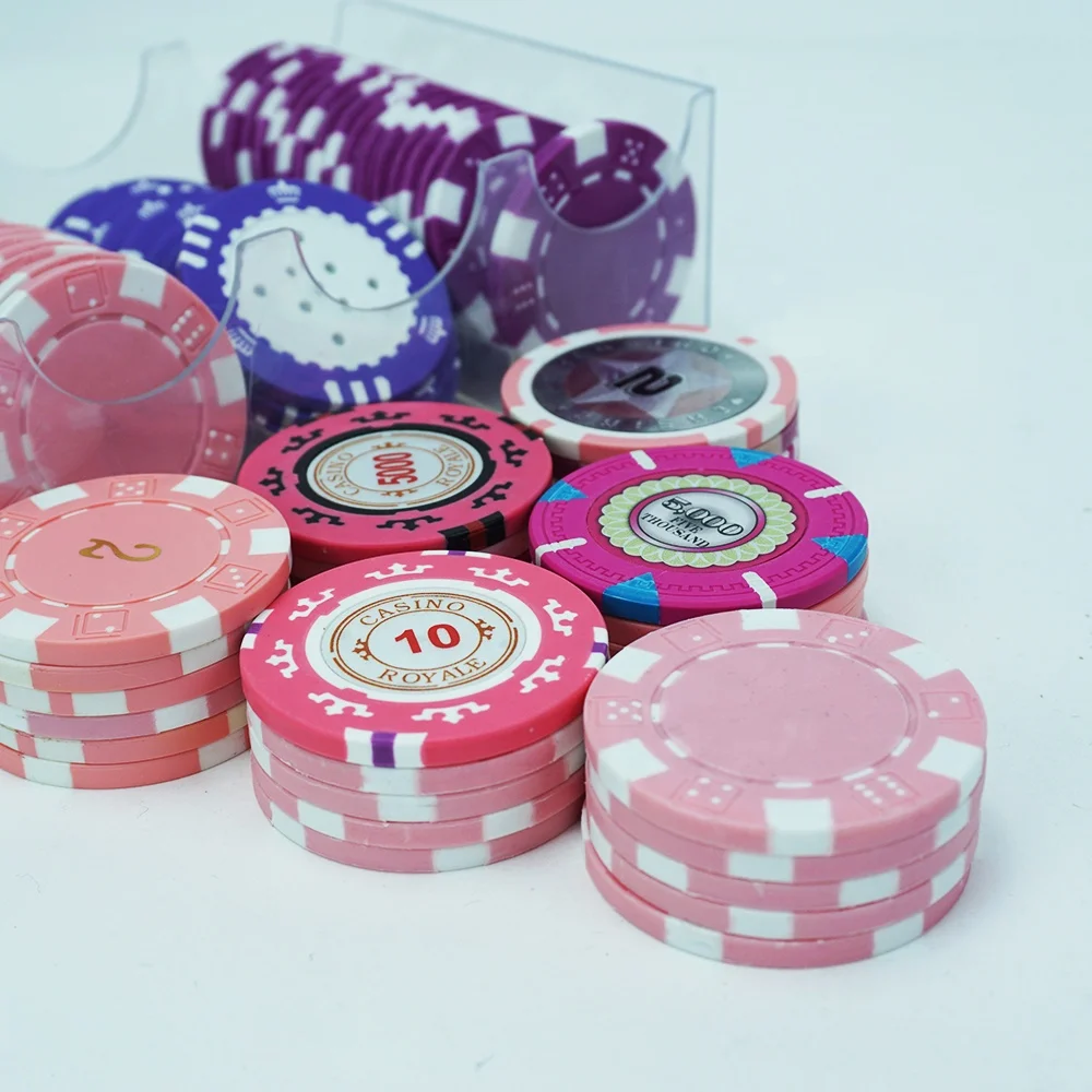 Professional custom pink casino poker chips kit clay or abs material 40mm diameter 14g from factory for gambling game