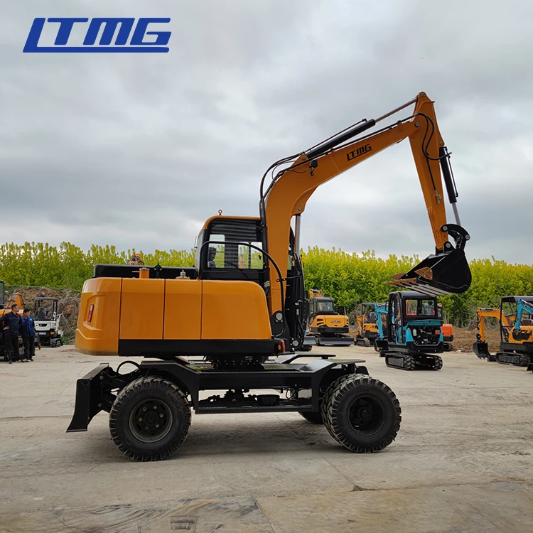 LTMG New 360 degree four wheel towable excavator 6 t 7t 8t 13t 15t 18t 21t wheel digger with CE certification