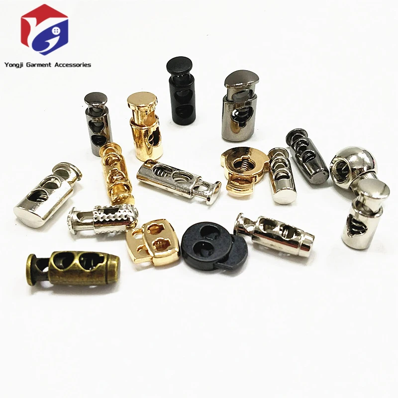 Yongji Manufacture Metal Cord Locks End Spring Stopper Spring Cord Toggle for Drawstrings  Bags  Mask Adjustment Clothing  Black