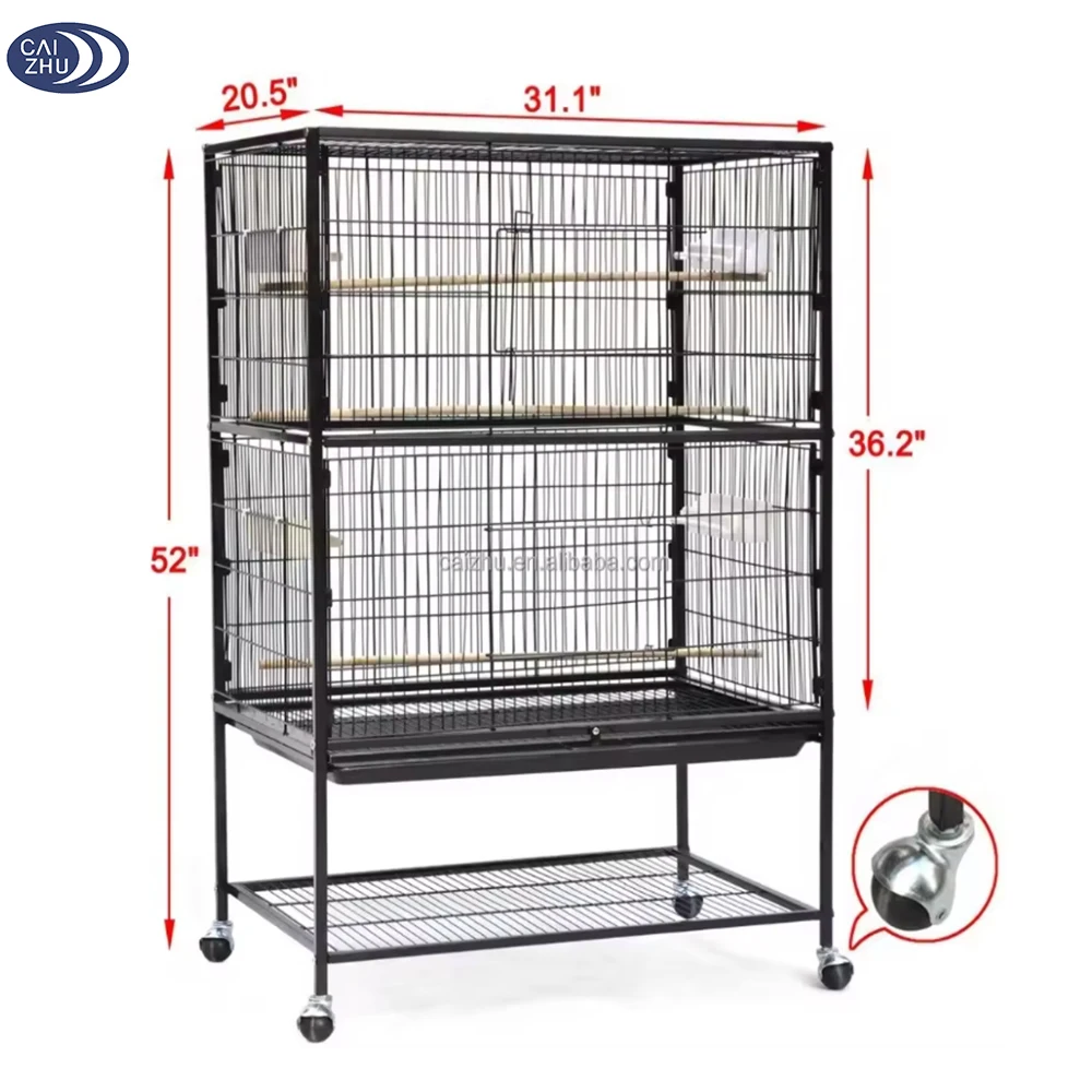 Large Wrought Iron Bird Cage Flight Canary Parakeet Cockatiel Lovebird Finch Sugar Glider Cage with Removable Stand