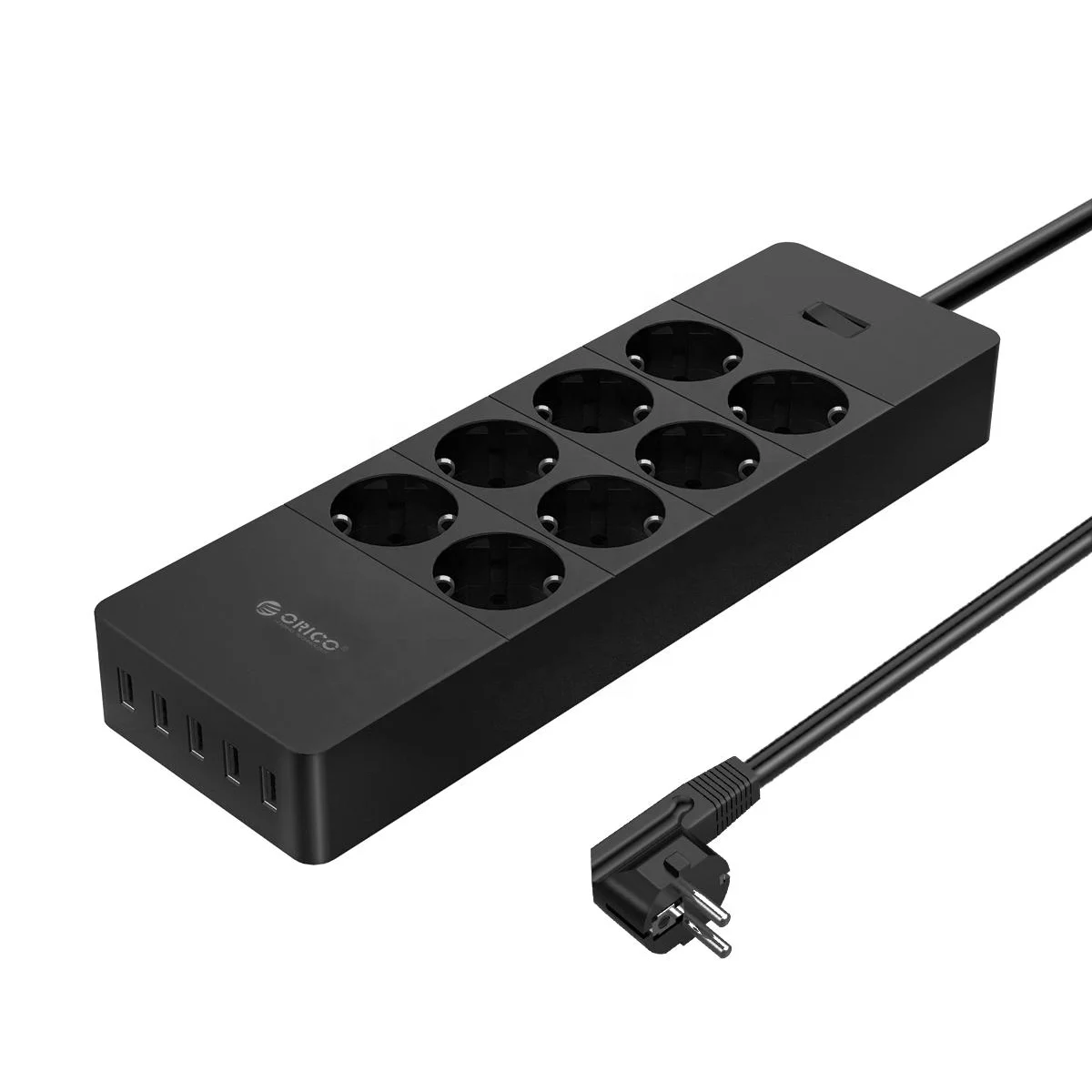 240V 8 AC EU Socket Extension Outlet Power Strip with 5 USB Charging Port HPC-8A5U-V1-EU