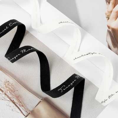 Designer customized printed packaging cotton gift ribbon with logo for gift wrapping