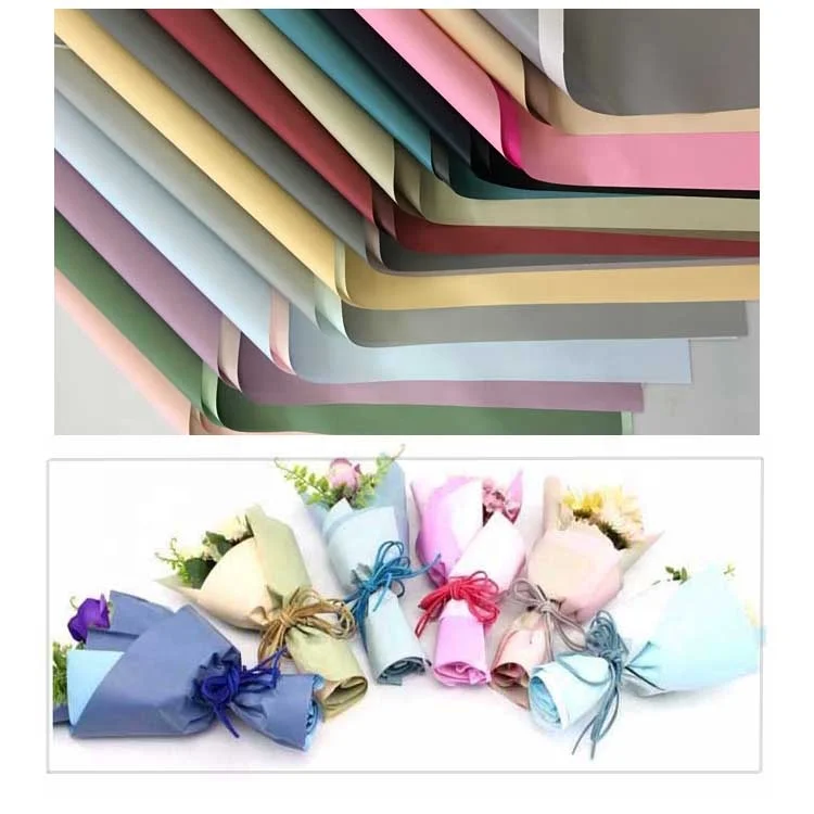 
2020 new design fog two side different color matt gift wrapping tissue paper magic edge waterproof flower wrapping paper 