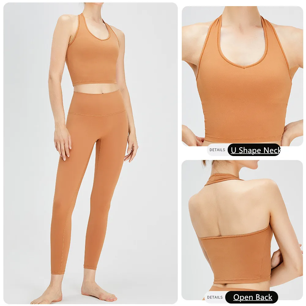 HOT SELLING Private label workout  bra for women FREE SAMPLE halter neck backless sports bra