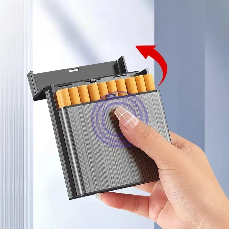 RTS Factory Large Capacity Cigarette Case Automatic Flip Cover Hold 40pcs Cigarettes Anti Pressure Portable Pocket Storage Box