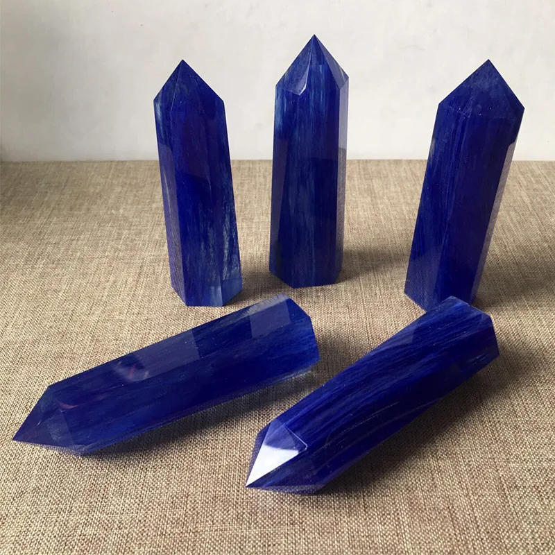 
Healing Blue Crystal Wands for Home Desk Office Reiki Chakra Single Point Stone 