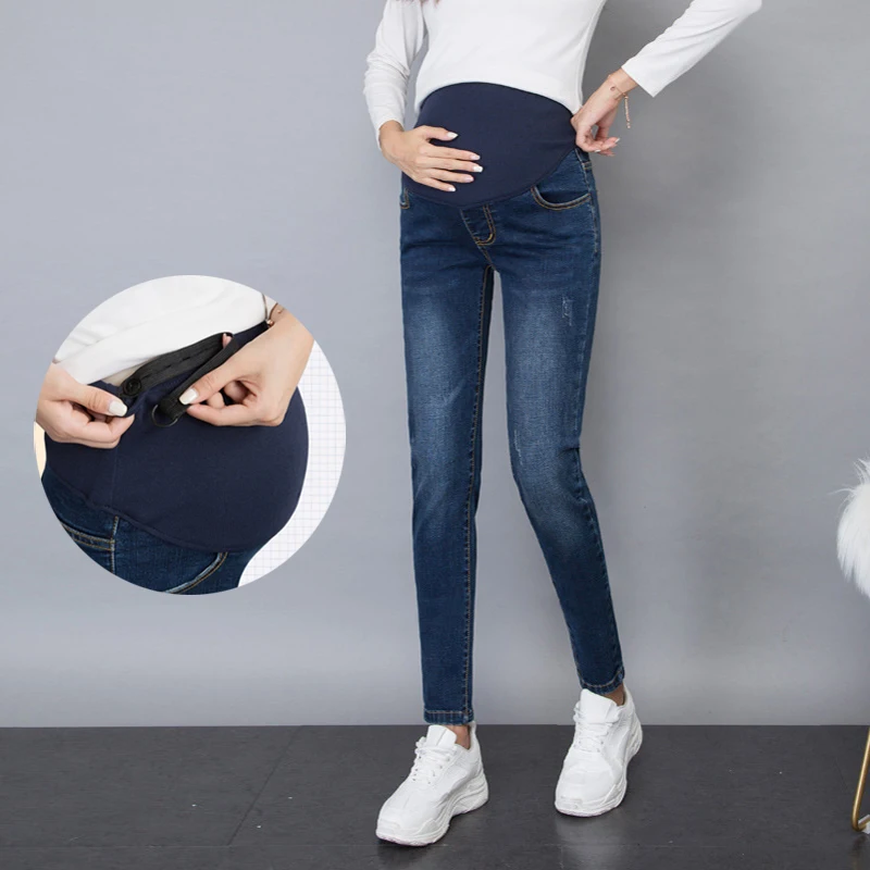 Maternity Pants For Pregnant Women Ajustabel Waist Band Pregnancy Jean Trousers Skinny Legging Bottoms Stretch Fabric