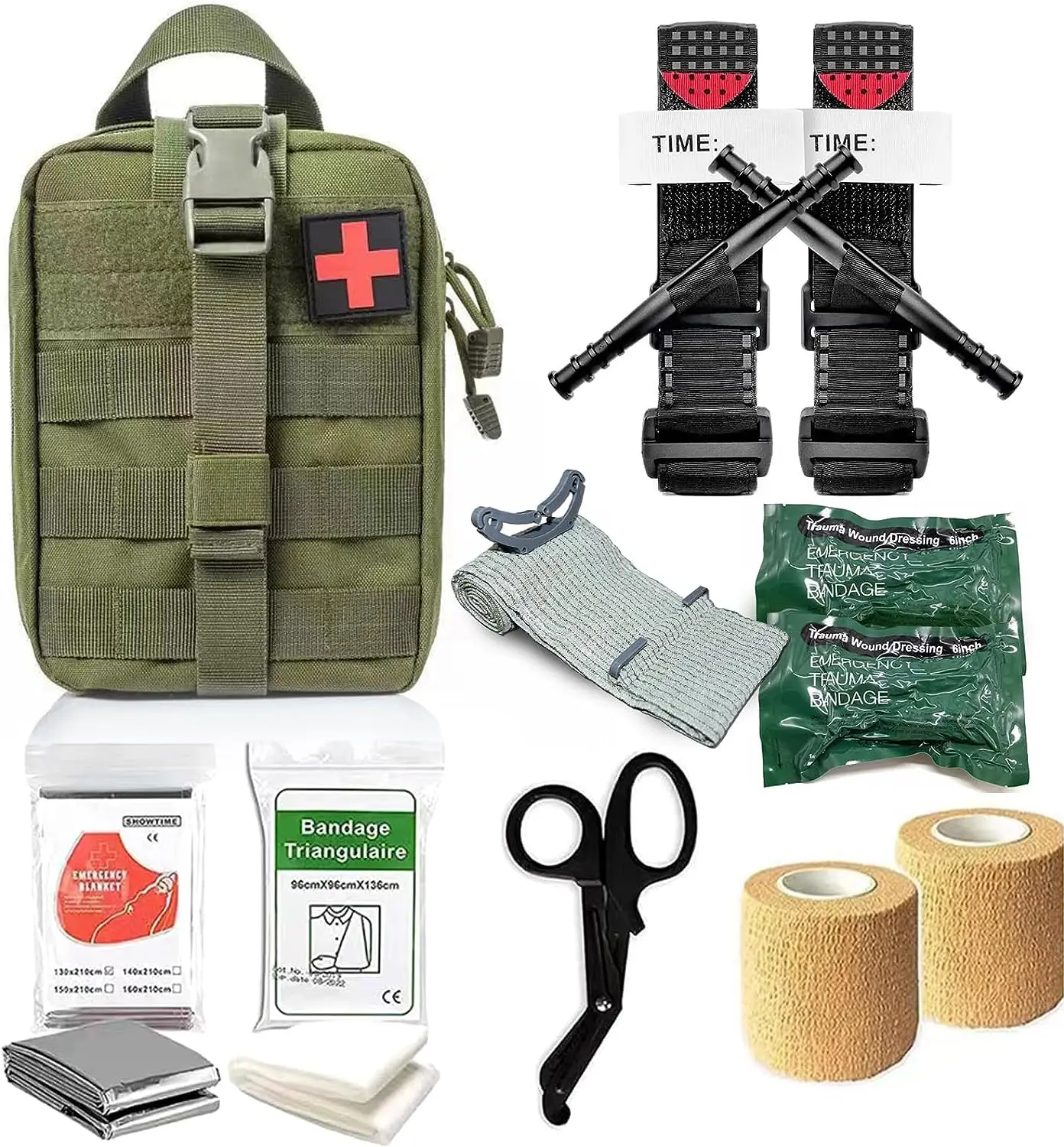 IFAK Trauma Kit Refill Bleeding Control with Tourniquet 6' Israeli Compressed Bandage first aid training kit