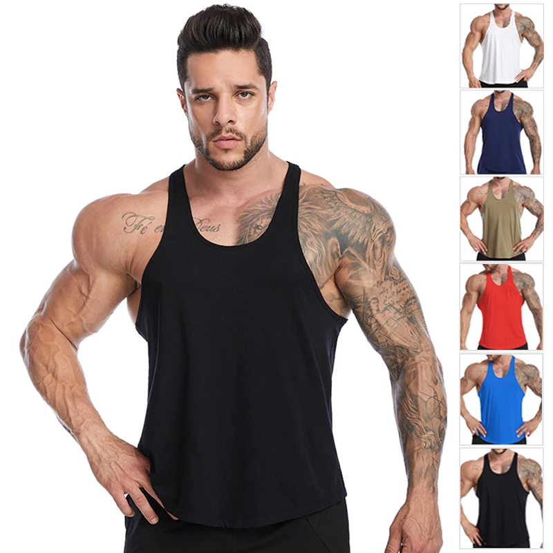 Professional factory custom logo 100% pure cotton lightweight breathable fitness gym men tank tops with great price