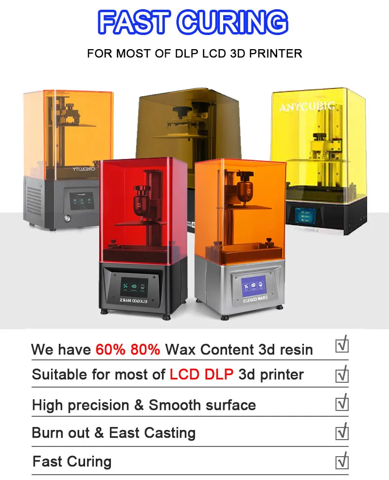 DLP LCD SLA 3D Printer Resin Jewelry Castable Resin 405nm 3d Resin for Jewelry Casting Molds