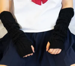 Winter Gloves Warm Knit Wool Fingerless Gloves Half Finger Cuff Gloves Long Mittens