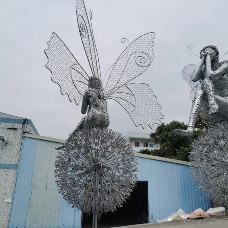 Customized New Design Outdoor Stainless Steel EIf Sculpture Garden Decor Modern Elf Stainless Steel Hollow Sculpture