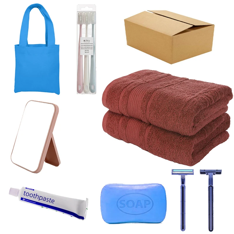 Factory wholesale cheap refugee supplies towel toothbrush toothpaste travel package toiletries kits