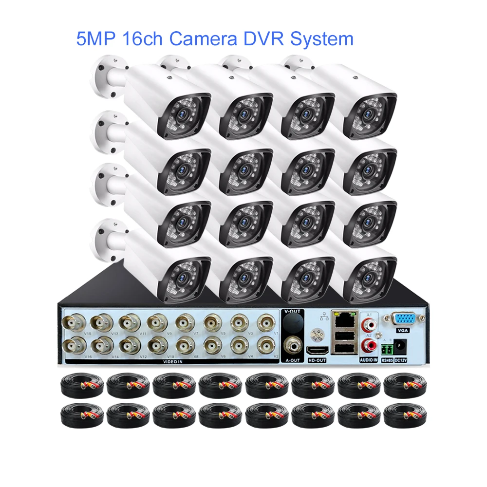 face detection 5MP 8MP 16ch 16 32 channel home surveillance security camera system 4K AHD DVR recorder CCTV camera analog 12 kit