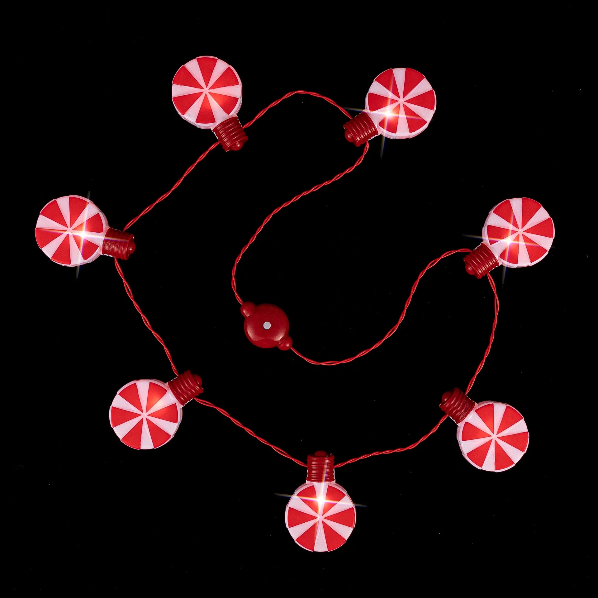 Hot Selling Christmas Party Plastic Light Up Necklace 7 Led Lights Flashing Candy Necklace