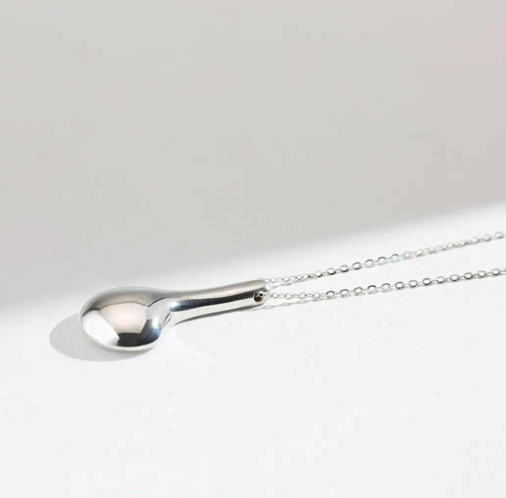 Wholesale fashion jewelry customised personalized 925 sterling silver jewelry spoon pendant necklace jewelry