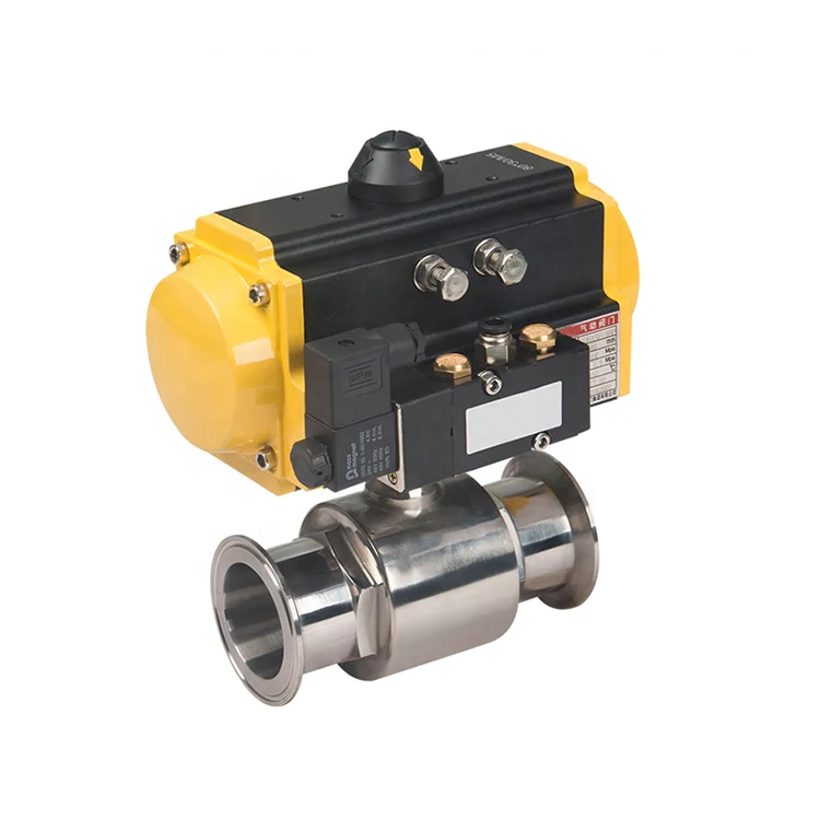 Stainless steel double acting single action pneumatic actuator operated food grade actuated ball valve