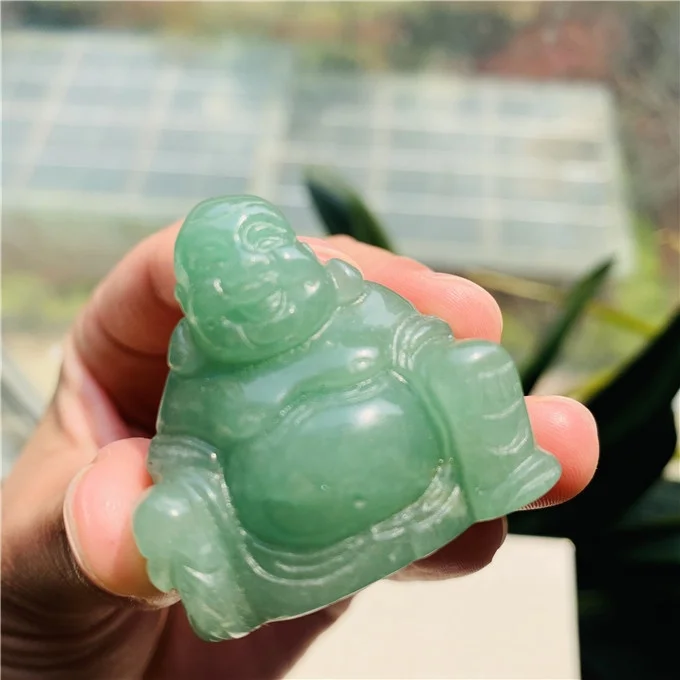 Натуральный розовый кварц зеленый авантюрин Howlite Хрустальная статуя Будды со смехом для продажи