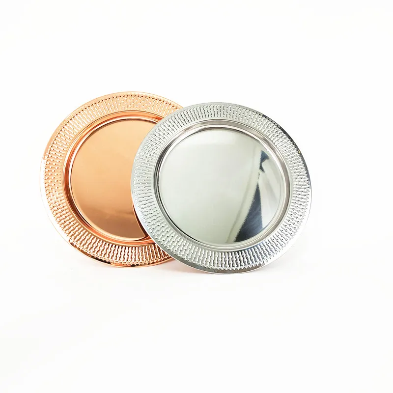 LIHONG Hot sale Stainless Steel Wedding Charger Plate Round Metal Under Plate Silver Gold Charger Plate