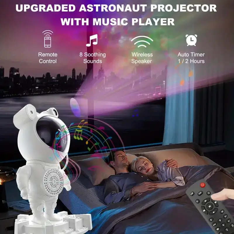Upgraded Bluetooth Speaker Remote Control Spaceman Astronaut Projector Star Night Light Projection Lamp With Music Player