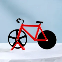 Housewarming Gifts Kitchen Gadgets Non-stick Dual Stainless Steel Bike Pizza Slicer Bicycle Pizza Cutter Wheel With a Stand best