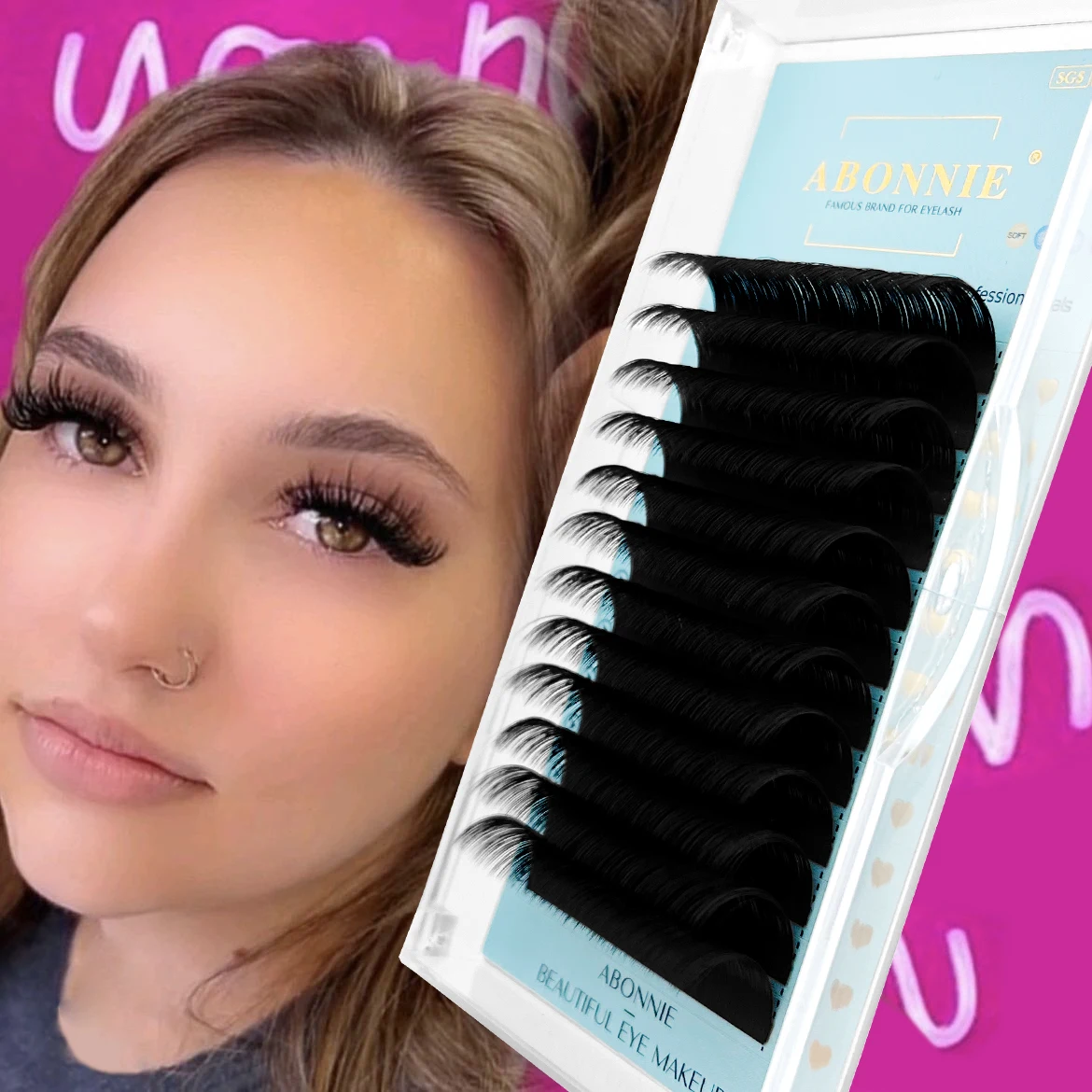 Abonnie Fluffy Lash Extensions Trays Extensiones De Pestaas De Cachemira 20mm Individual Eyelashes