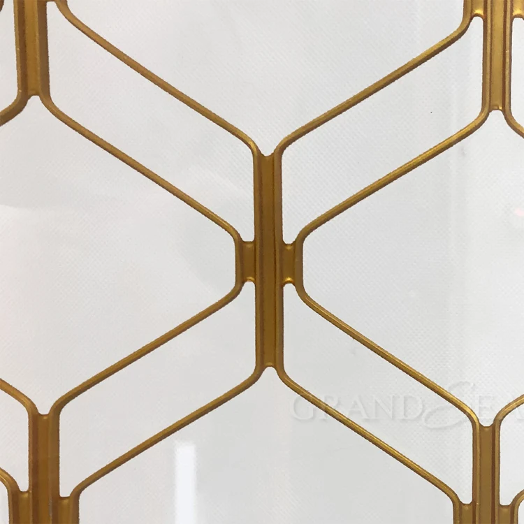 Luxury Gold Color Frame Aluminum Mesh Sliding Glass Window