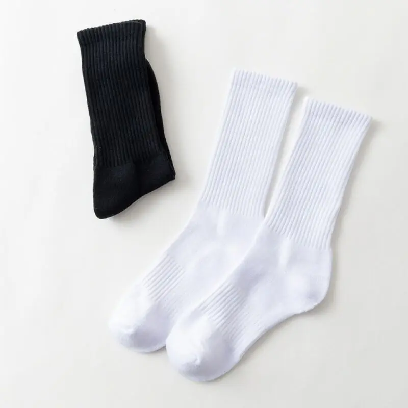 Logo Customize Cozy Ribbed Athletic Basketball Men Crew Sock Custom Plain White Socks For Sports