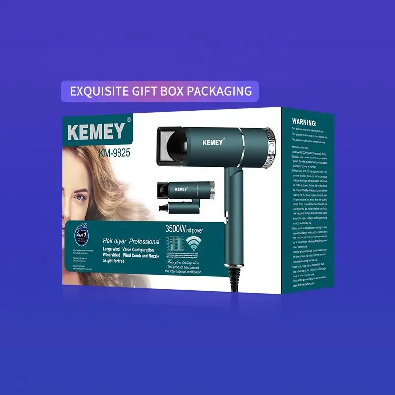 Kemei KM-9825 Hair Dryer 1000W Professional Blow Dryer Fast Drying For Hair Care T-shape Foldable Portable For Home Travel