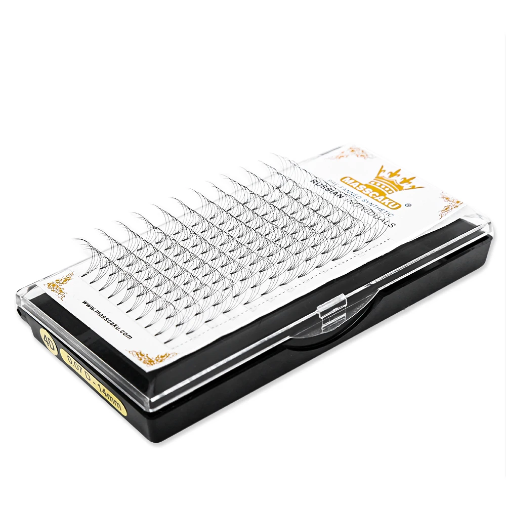 Korean PBT Faux Mink Short Stem Premade Fans Clusters Eyelash Extension Russian Volume Fan Wholesale Synthetic Hair Lashes