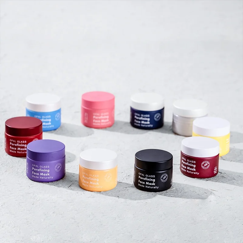 Цилиндр 15 г 30 г 50 г 60 г 100 г 120 г цветная Опаловая стеклянная банка с экологически устойчивыми крышками PCR ABS или PETG