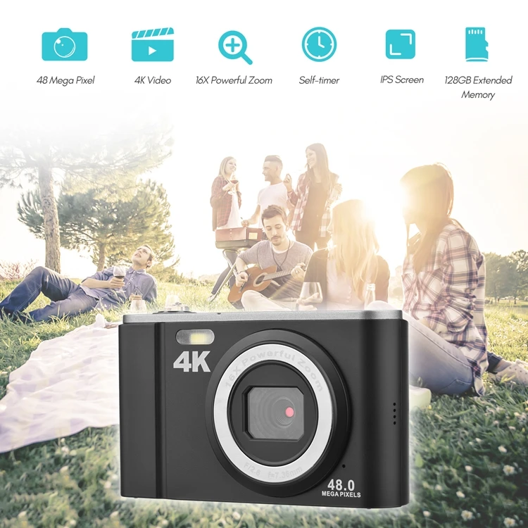 Цифровая камера 48 МП 4K 2 8 дюйма 16-кратный зум автофокус распознавание лица компактные видеокамеры с картой памяти