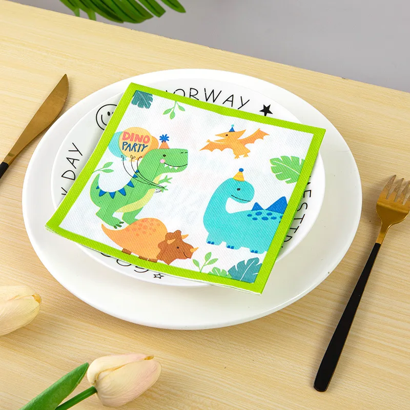 33*33cm 1/4 Fold Napkin Tissue Paper Beverage Colorful Disposable Cute  Cartoon Animal design 2 Ply Printed Cocktail Napkins