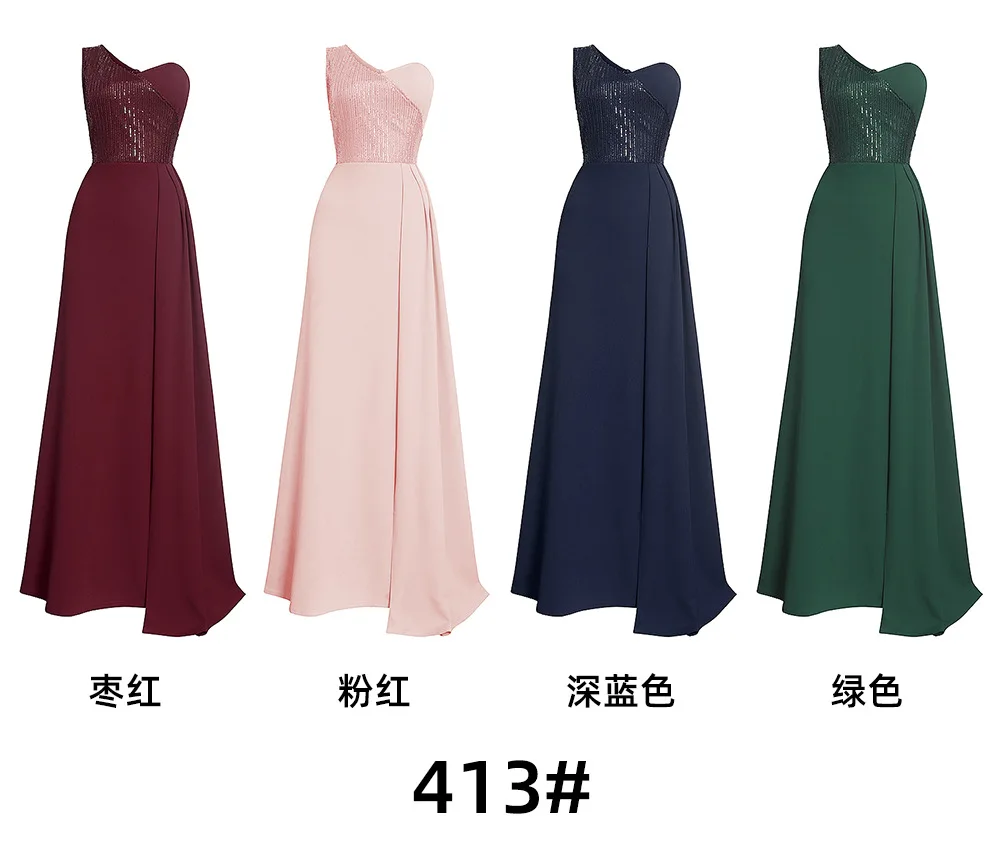 Latest Fashion Vestidos De Dama De Honor One Shoulder Emerald Green Long African Bridesmaid Dresses