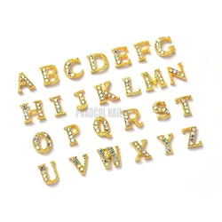 Newest 26pcs 3D Nail Art Gold English Letter Rhinestones Alloy Nail Charms Acrylic Tips Decoration