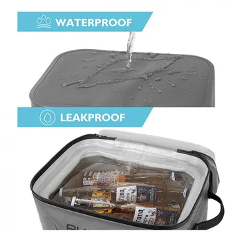 Grey Waterproof 24cans Soft Cooler Soft Sided Cooler Bag Tiktok Portable Large Beach Cooler Leakproof Insulated Hopper