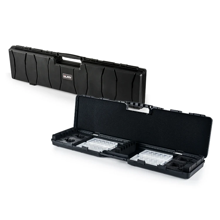 GLARY durable fishing rod hard case with foam lockable travel fishing case box dustproof fishing equipment case box organizer