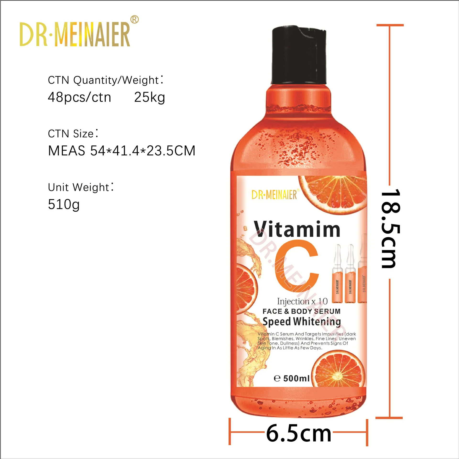 Private Label 500ml Niacinamide Hydrating Vitamin C Face Serum AHA Whitening Body Serum