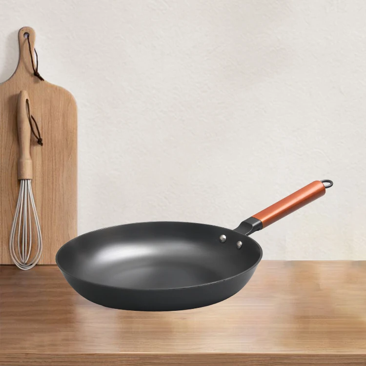 Wholesale Best Seller Pans Reasonable Price Non-stick Coating Cookware Kitchen Cast Iron Frying Pan With Wood Handle